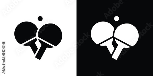 Ping pong icon black silhouette for web, and mobile app