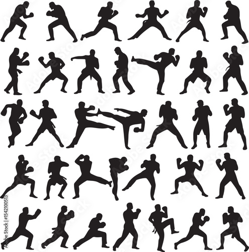 Boxer in Fighting Stance Silhouette

Punching Boxer Vector Design

Boxing Match Action Silhouette

Champion Boxer with Gloves Silhouette

Boxer Training in Ring Vector Art