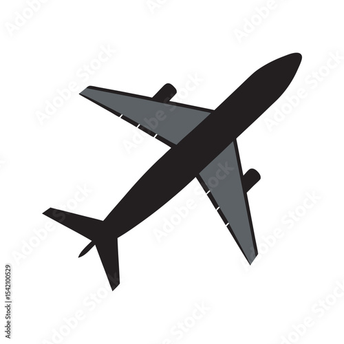 Airplane Silhouette Flight Vector Icon Illustration