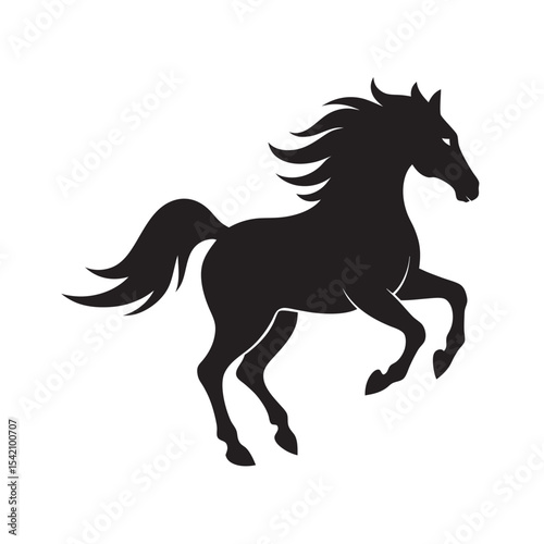 Running Horse Silhouette Vector Art Illustration