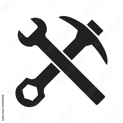 Hammer And Wrench Silhouette Repair Symbol