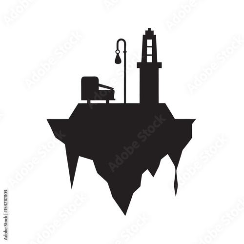 Ice Drilling Rig Silhouette Technology Design