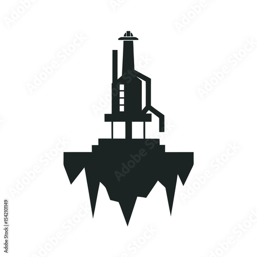 Ice Drilling Rig Silhouette Arctic Equipment Illustration