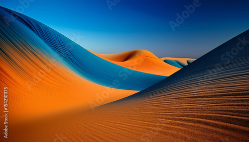 blue and orange curve flowing gradient small hill and smooth textured and striped