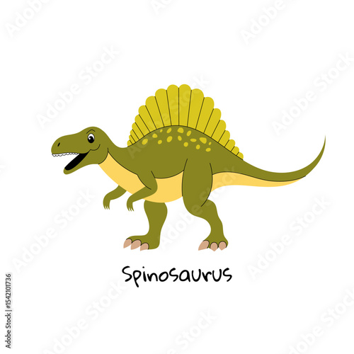 Spinosaurus dinosaur on  white background.