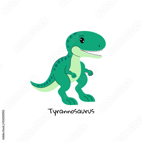 Cute tyrannosaurus dinosaur on  white background.