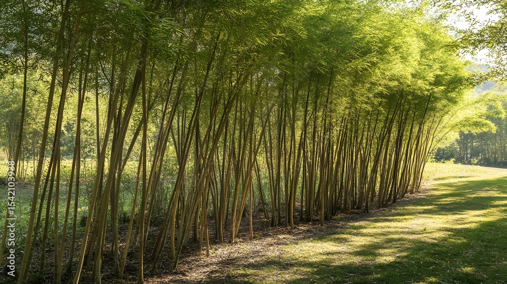 Fototapeta premium Bamboo grove with dappled light in Korea