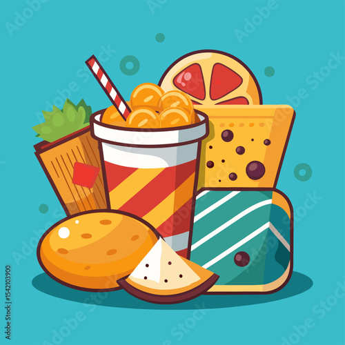 Delicious Snack Selection – Tasty Treats and Quick Bites Illustration