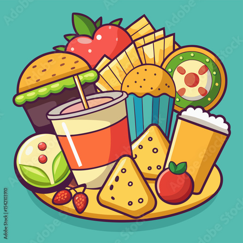 Delicious Snack Selection – Tasty Treats and Quick Bites Illustration