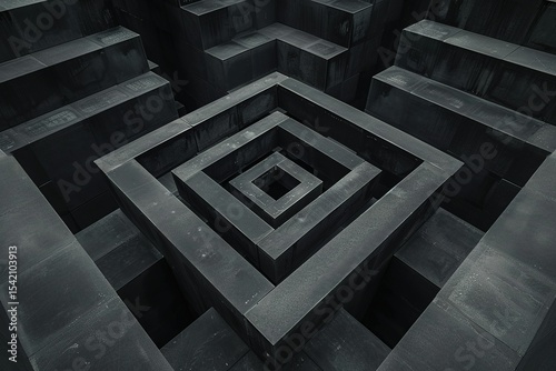 Geometric Concrete: An abstract architecture featuring layered square structures