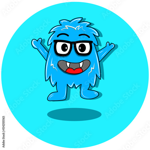 A smart and friendly blue monster wearing glasses, with a curious expression. Suitable for educational themes, technology, or branding that wants to feature a clever and approachable character.