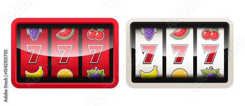Slot machine screen. Jackpot. Vector 3d clip art isolated on white background.