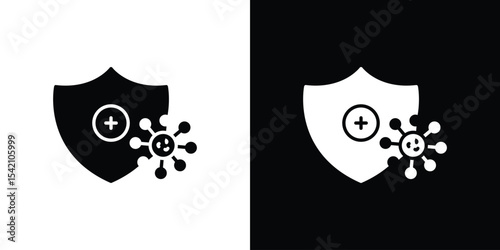 Shield virus icon black silhouette for web, and mobile app