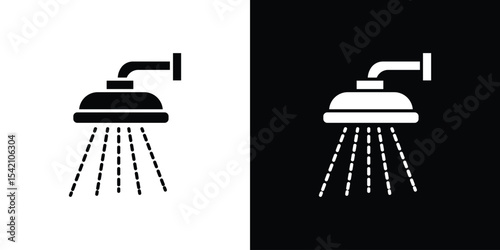 Shower down icon black silhouette for web, and mobile app