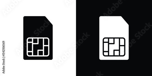 Sim card icon black silhouette for web, and mobile app