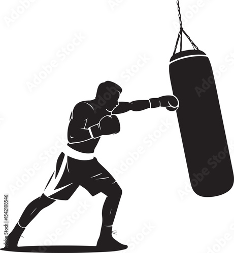 Boxer in Fighting Stance Silhouette

Punching Boxer Vector Design

Boxing Match Action Silhouette

Champion Boxer with Gloves Silhouette

Boxer Training in Ring Vector Art