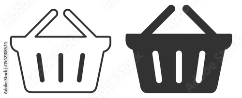 **Shopping basket icons collection. Grocery cart symbols. Market and store buy pictograms. Flat vector illustration on transparent background**