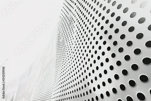 Perforated Metal Wall: Abstract pattern with round holes modern design and neutral tone