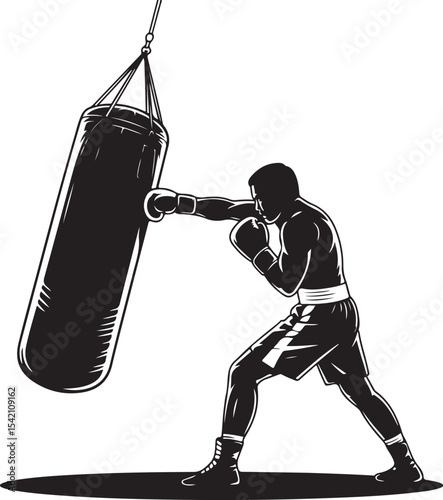 Boxer in Fighting Stance Silhouette

Punching Boxer Vector Design

Boxing Match Action Silhouette

Champion Boxer with Gloves Silhouette

Boxer Training in Ring Vector Art