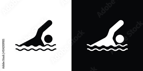 Swimming icon black silhouette for web, and mobile app