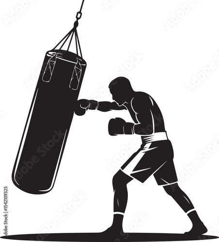 Boxer in Fighting Stance Silhouette

Punching Boxer Vector Design

Boxing Match Action Silhouette

Champion Boxer with Gloves Silhouette

Boxer Training in Ring Vector Art