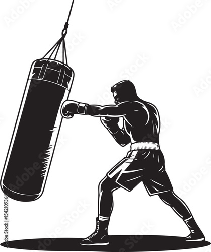 Boxer in Fighting Stance Silhouette

Punching Boxer Vector Design

Boxing Match Action Silhouette

Champion Boxer with Gloves Silhouette

Boxer Training in Ring Vector Art