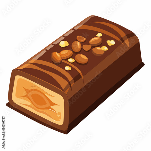 Chocolate caramel candy bar with almonds