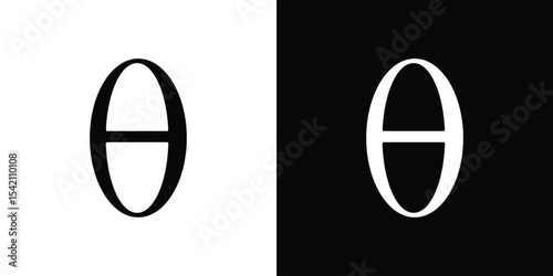 Theta icon black silhouette for web, and mobile app