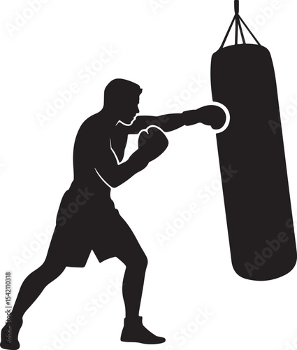 Boxer in Fighting Stance Silhouette

Punching Boxer Vector Design

Boxing Match Action Silhouette

Champion Boxer with Gloves Silhouette

Boxer Training in Ring Vector Art