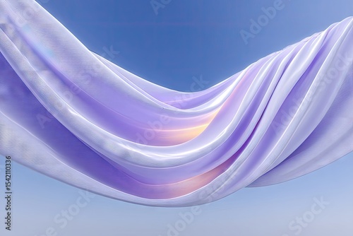 Soft Lavender Fabric Drape Against Blue Sky Background