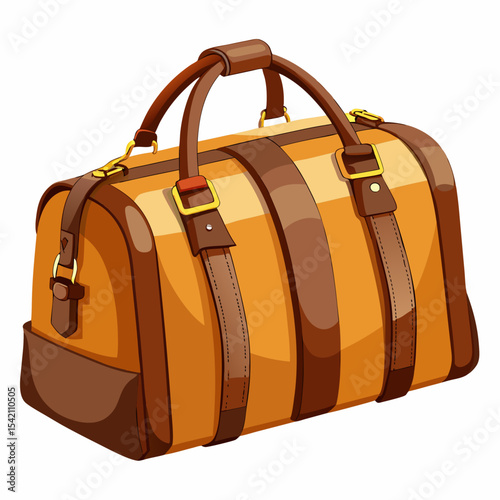 Vintage style brown leather travel duffle bag