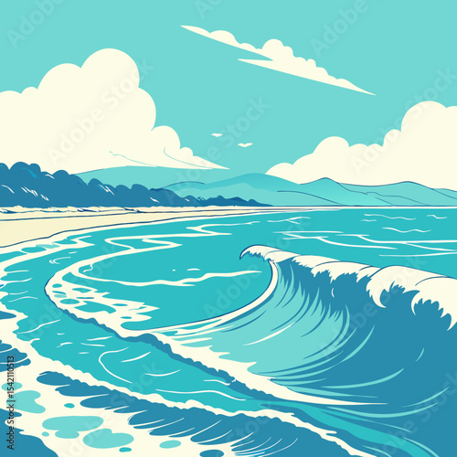 Crystal-clear blue ocean waves under a bright sky, captured in ultra high-definition.
