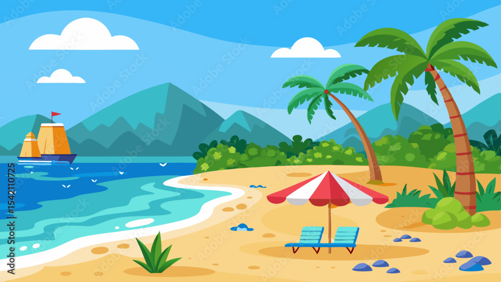 Obraz premium beach vector illustration
