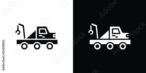 Tow truck icon black silhouette for web, and mobile app