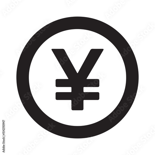 Japanese Yen silhouette icon vector illustration on white background. Yen symbol design.