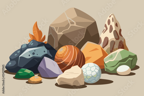 Collection of colorful stones and minerals