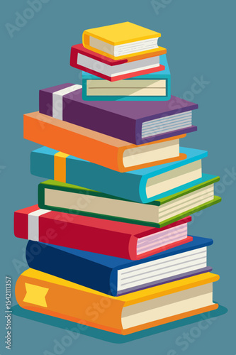 Stack of colorful books for education concept