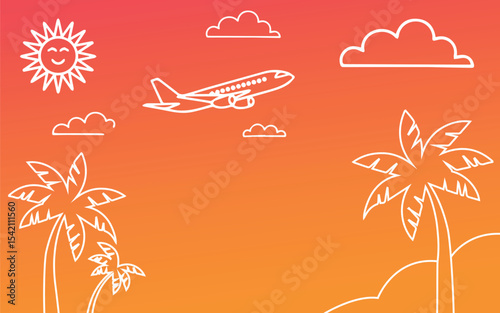 Summer Travel Sunset Illustration