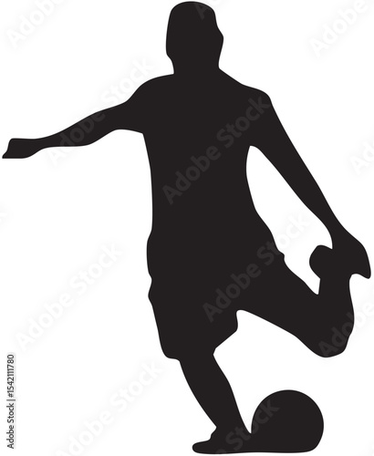 Silhouette of Soccer Player Kicking Ball – Sports Vector Illustration