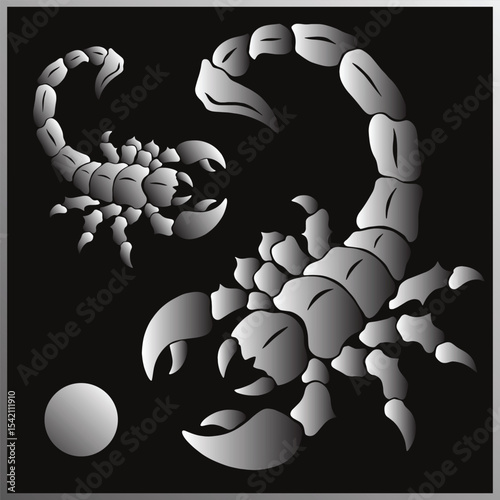 Silhouette of a Scorpion in Black and Silver