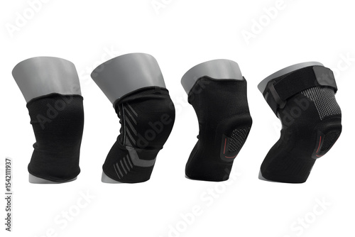 protective knee pads on mannequins isolated on white background
