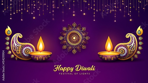 Happy diwali festival of lights greeting card