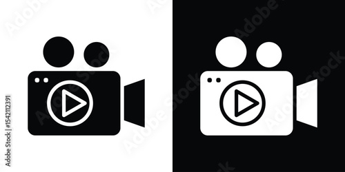 Video icon black silhouette for web, and mobile app