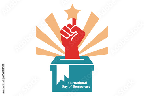 Vintage Voting Poster Vector – Raised Hand Casting Ballot with Radiant Light Symbolizing Empowerment.