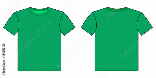 Green t shirt template front and back view