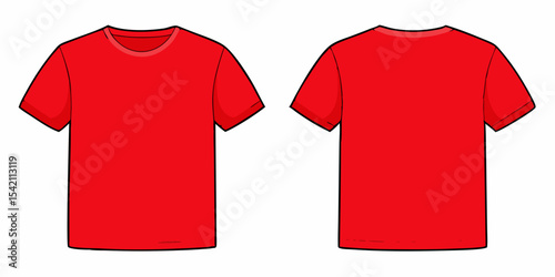 Red t shirt template front and back view