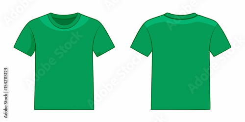 Green t shirt template front and back view