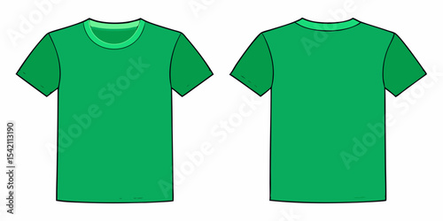 Green t shirt template front and back view