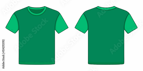 Green t shirt template front and back view