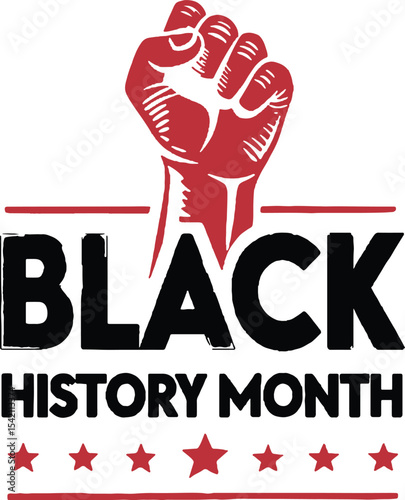 Black history month graphic design with raised fist